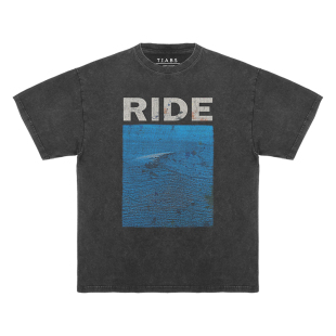 Ride Nowhere 自赏独立摇滚水洗复古做旧短袖落肩宽松透气纯棉T恤
