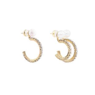 JOOMILIM茱蜜祝绪丹同款月光不对称双环仿珍珠水晶耳环耳饰女百搭