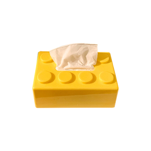 创意积木多巴胺纸巾盒桌面客厅可爱高颜值带弹簧抽纸盒茶几收纳盒