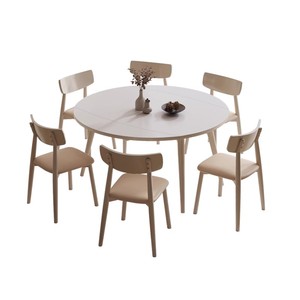 实木加厚岩板餐桌椅方圆伸缩设计