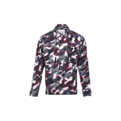 【自营】KENZO男士春秋季迷彩印花长袖衬衫式外套深紫色