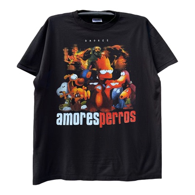 Amores Perros美式复古电影周边半袖做旧质感印花oversize短袖T恤