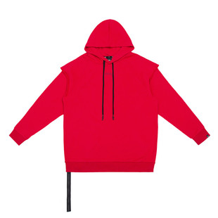 XPX 周柏豪 RADIAL PRINT 假两件剪裁背部X字样印花套头连帽卫衣