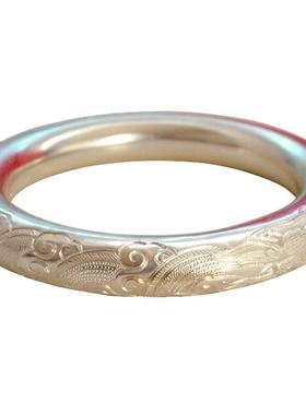 重工龙凤呈祥闭口复古风足银手镯