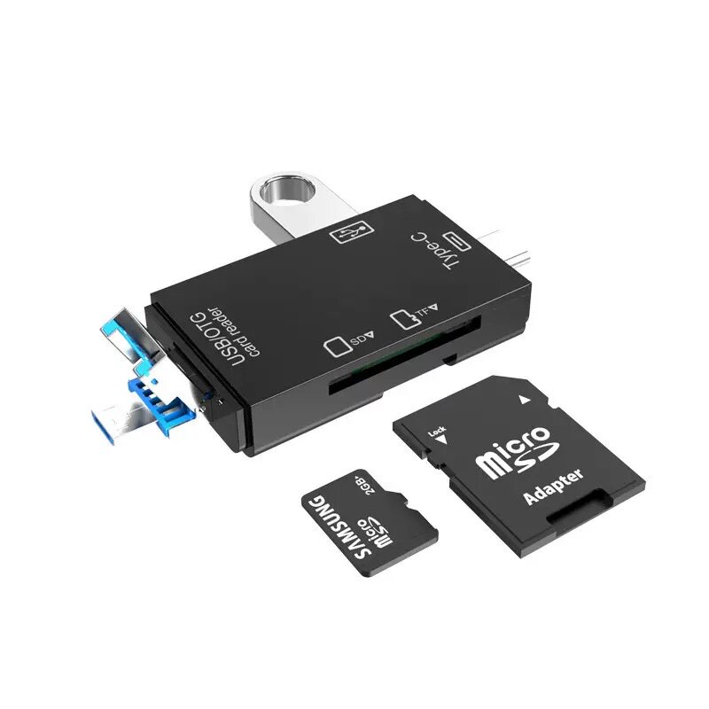 sd卡读卡器适用电脑手机通用USB3.0六合一读卡器安卓手机typec接口OTG多功能SD/TF/U盘高速读取器转换器