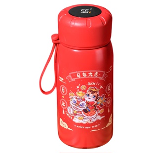 保温杯女智能显温结婚回礼大容量不锈钢吸管水杯新年便携伴手礼杯