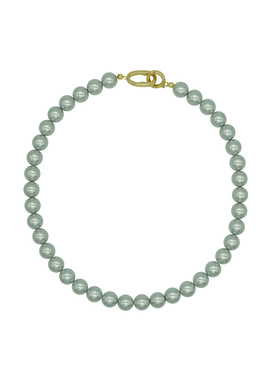 写于椿序时髦椭圆扣珍珠项链