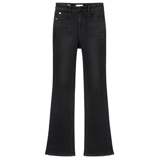 Miss Sixty2025秋季新款牛仔裤女不规则磨白中腰修身显瘦微喇叭裤