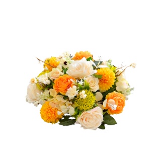 圆形酒店餐桌中间摆花餐厅圆桌桌花宴会装饰花艺会议室桌面摆件花