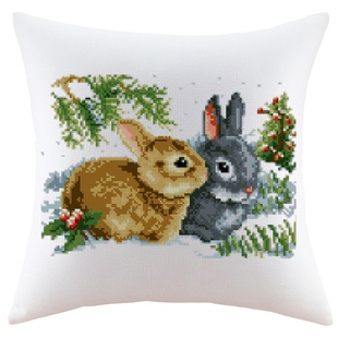 自绣刺绣抱枕十字绣卡通动漫抱枕十二生肖两只小兔汽车靠垫自己绣