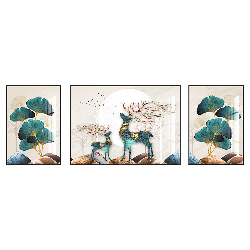 高档客厅装饰画美式现代简约沙发背景墙三联挂画北欧轻奢大气壁画