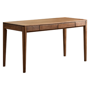 yamoo北美黑胡桃木书桌北欧简约长方形写字桌书房家用全实木桌子