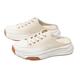 【王小毒】北海道②●4.3cm增高帆布包头半拖鞋休闲厚底小白鞋女