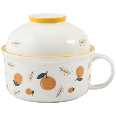 蓝莲花家居日式宿舍泡面碗带盖