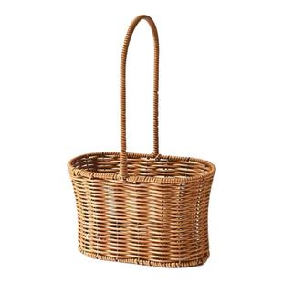 仿藤编手提花篮铁艺造型鲜花绿植篮子手工编织小花篮客厅装饰摆件