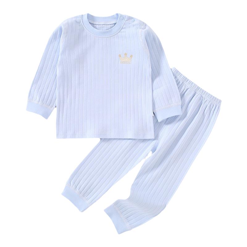 儿童秋衣秋裤全棉A类春秋款婴幼童衣服宝宝睡衣纯棉肩扣内衣套装