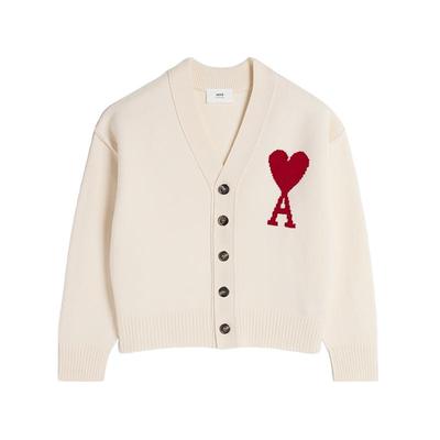 AMIPARIS红色爱心开衫羊毛毛衣