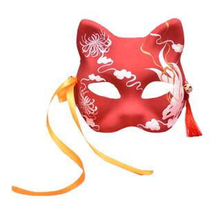古风手绘汉服面具舞会动漫cos道具日式和风狐狸半脸猫脸纸浆面具