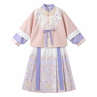 汉服女童春秋款古风明制马面裙套装超仙新中式拜年服