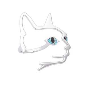 DifferentYoung猫咪设计师开口925银饰戒指小众原创女纯银
