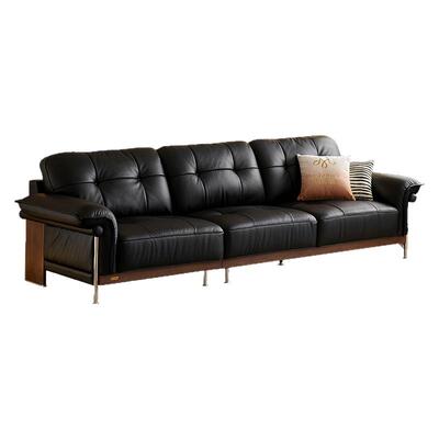 帕沙曼实木真皮沙发意式复古客厅