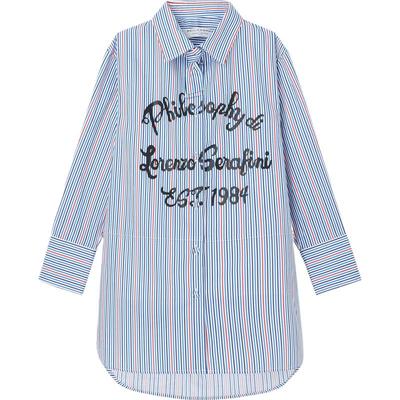 【折扣】Philosophy 秋季女童条纹棉质衬衫迷你连衣裙