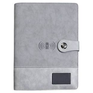 指纹解锁带U盘充电笔记本活页记事本本子无线充电宝定制多功能智能电子密码锁公司商务办公礼盒套装可印LOGO