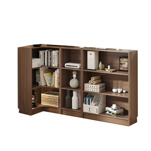 可定制实木落地转角书架儿童客厅卧室床尾靠墙置物柜胡桃色billy