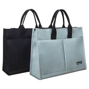 百利文BX1019黑色文件袋手提包学生补习手提袋横版加厚公文袋大容量公文包初中生美术袋试卷收纳袋男孩书袋