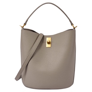 迪桑娜焕欣水桶包真皮女包单肩斜挎包大容量手提菜篮子包牛皮桶包