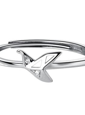 S925银蝴蝶戒指女简约时尚小清新