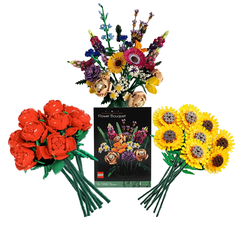 乐高玫瑰花迎客松情人节