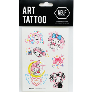 NEUF弗防水纹身贴《美乐蒂》粉色梦幻兔子蝴蝶结月亮少女可爱