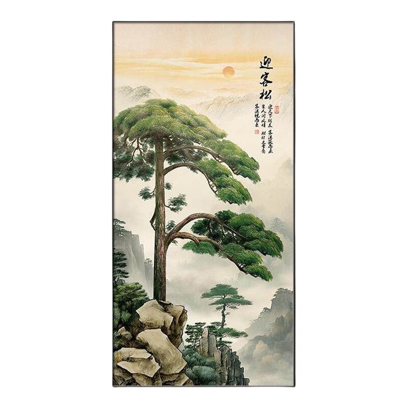 迎客松挂画客厅入户玄关装饰画新现代装饰画