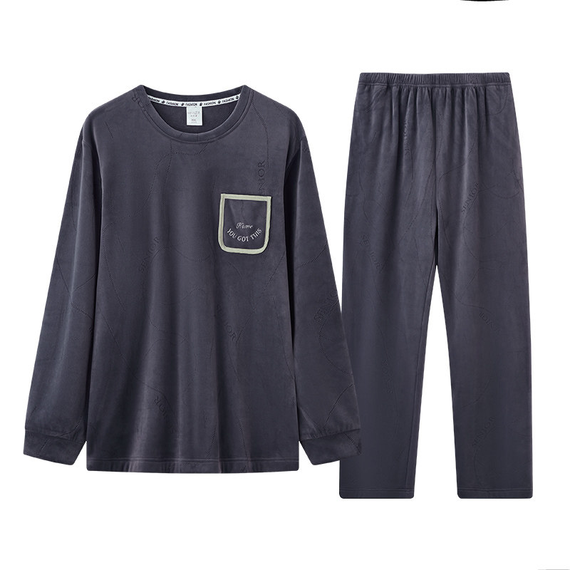 睡衣男亲肤保暖可外穿家居服套装