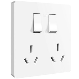 86型二开六孔插座带开关双10a厨房专用双三孔家用墙壁6孔多孔面板