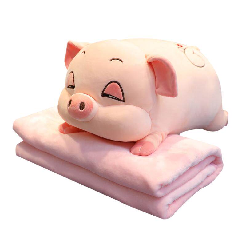 小猪公仔毯子长条枕软萌毛绒玩具