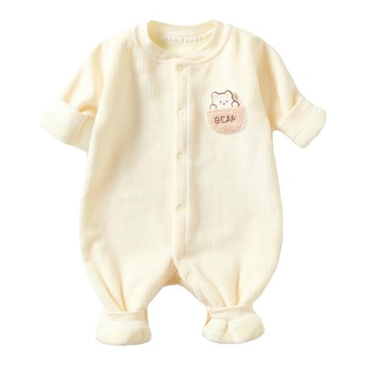 婴儿加绒连体衣秋冬季保暖内衣新生幼儿哈衣爬服加厚男女宝宝冬装