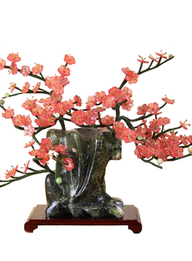 玉石腊梅花盆招财礼物酒柜装饰品