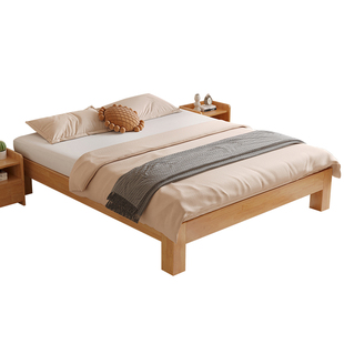 实木床无床头简约现代双人床橡胶木排骨架单双人地台床定制榻榻米
