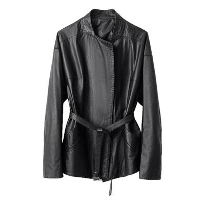 25年春款MR*HALA同款进口西班牙羊皮高级皮衣短款腰带皮夹克外套