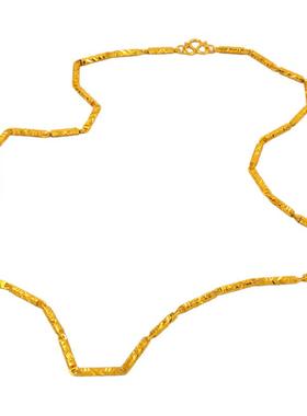 48cm长13克素链男女款镀24K金色项链锁骨链简约百搭竹节实心颈链