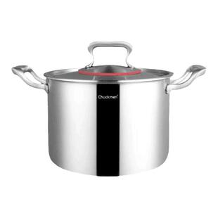 304不锈钢双耳汤锅家用加厚高深款炖锅卤锅电磁炉燃气通用22cm