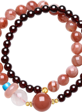 周六福S925水晶手串女玛瑙石榴石手饰轻奢小众本命年礼物送女友