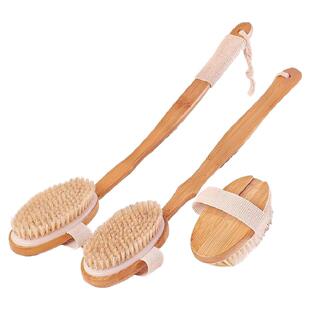 猪鬃毛洗澡刷子后背沐浴刷背擦背神器身体刷搓澡长柄软毛大号干刷