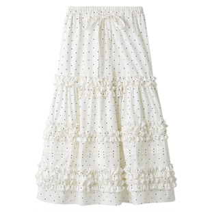 LILY BROWN春夏款甜美高腰波点A字木耳边半身裙LWFS252111