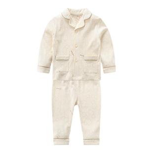 拉比儿童家居睡衣秋冬童装睡衣男女宝宝印花反领服套装家居服套装