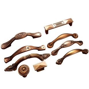 橱柜门欧式黄古柜子衣柜红古铜拉手美式复古咖啡古厨房木门小把手