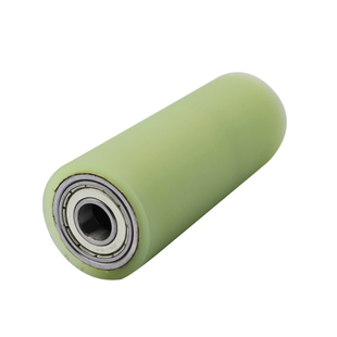 聚氨酯橡胶无动力滚筒双轴承静音滚轮耐磨托辊胶辊胶轮定做包胶轮