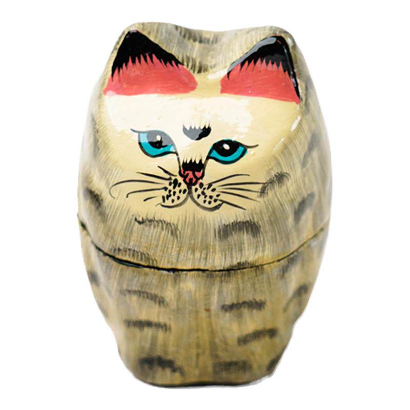 日本进口手工纸粘土招财猫小盒